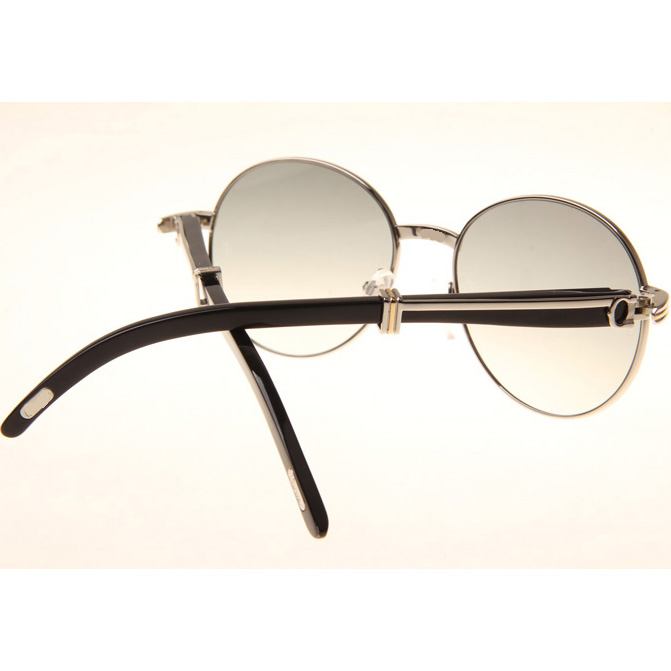 Cartier CT1990-0692 Black Buffalo Sunglasses In Silver Grey - FashionPlug