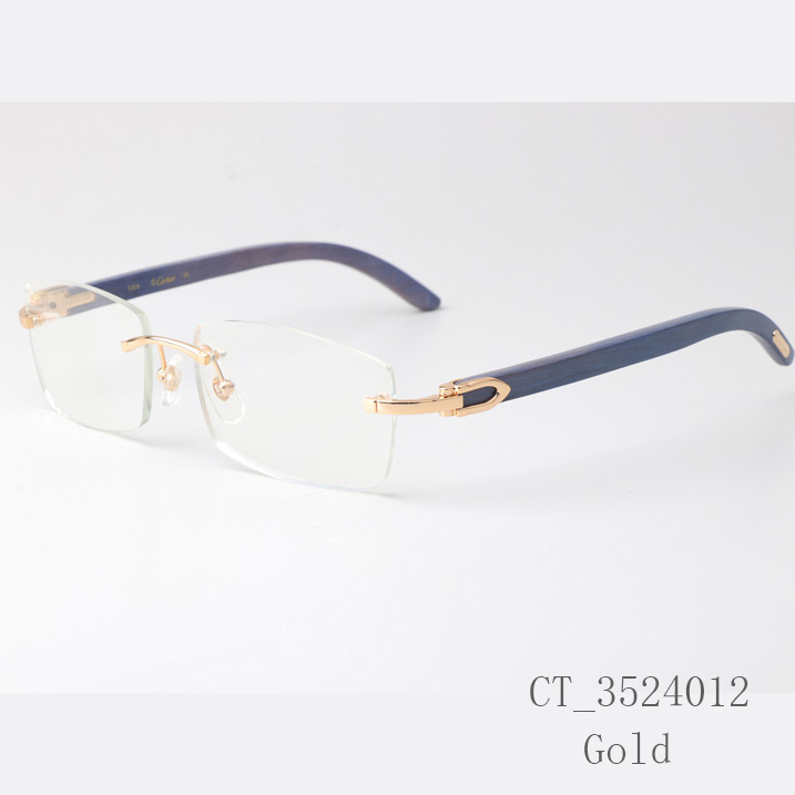 Cartier CT_3524012 Blue Arm Eyeglasses Gold - FashionPlug