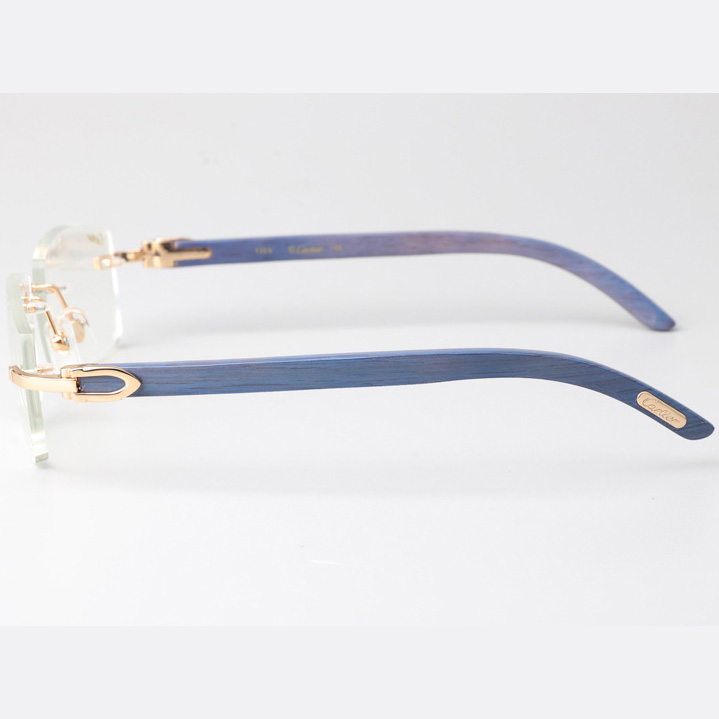 Cartier CT_3524012 Blue Arm Eyeglasses Gold - FashionPlug