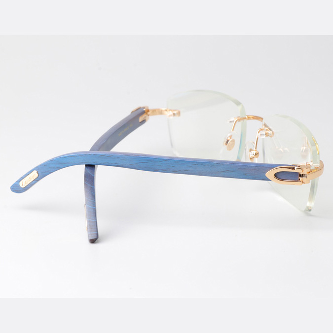 Cartier CT_3524012 Blue Arm Eyeglasses Gold - FashionPlug