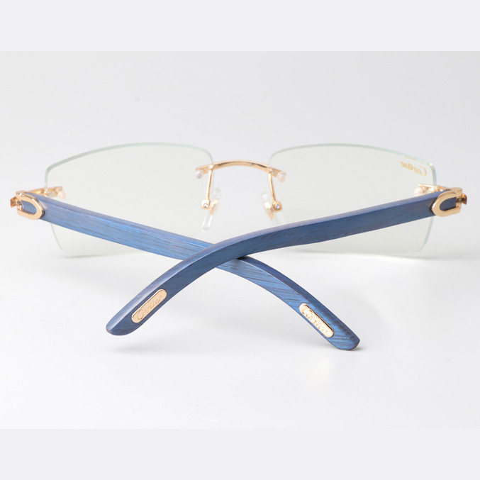 Cartier CT_3524012 Blue Arm Eyeglasses Gold - FashionPlug