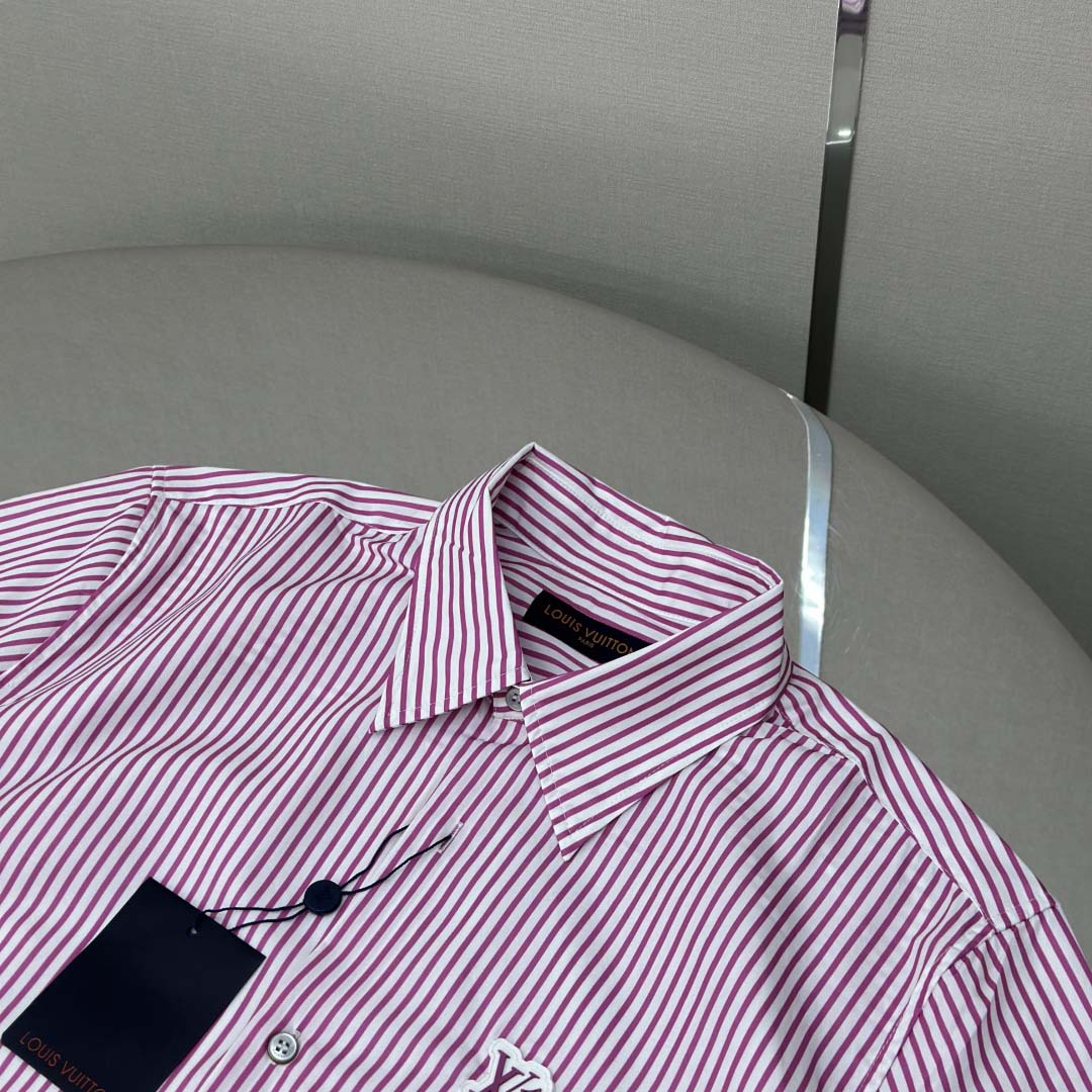 Louis Vuitton Monogram Striped Short-Sleeved Shirt   1AHVX7 - FashionPlug