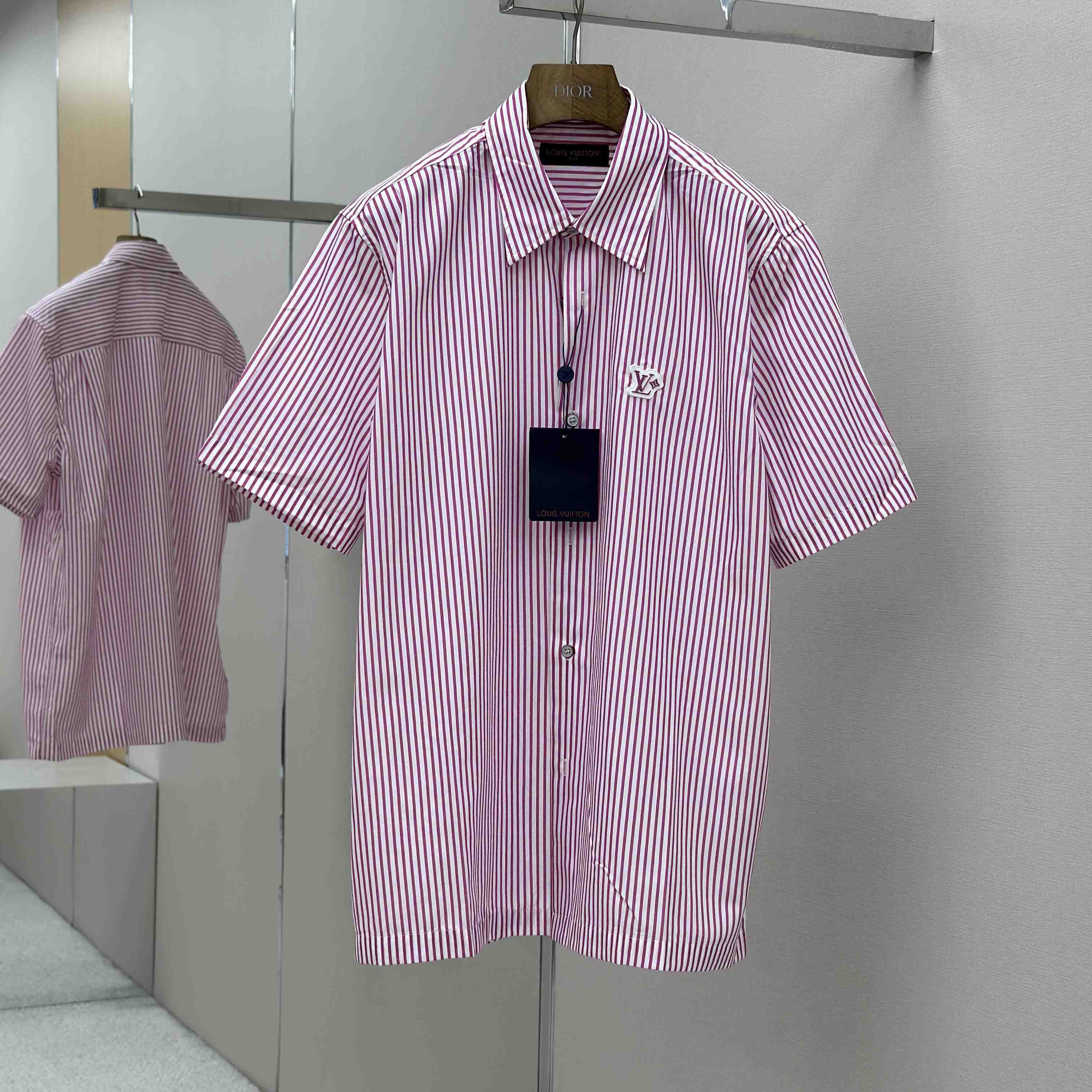 Louis Vuitton Monogram Striped Short-Sleeved Shirt   1AHVX7 - FashionPlug