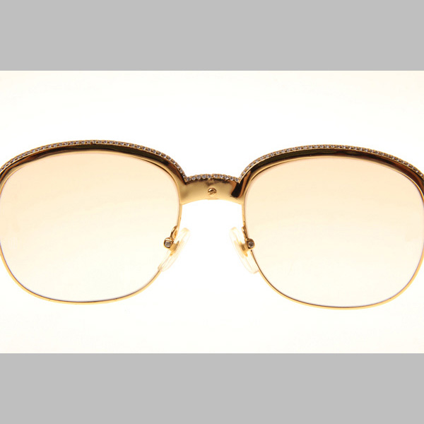 Cartier CT_1116679 Diamond White Mix Black Buffalo Sunglasses In Gold Brown - FashionPlug