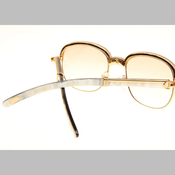 Cartier CT_1116679 Diamond White Mix Black Buffalo Sunglasses In Gold Brown - FashionPlug