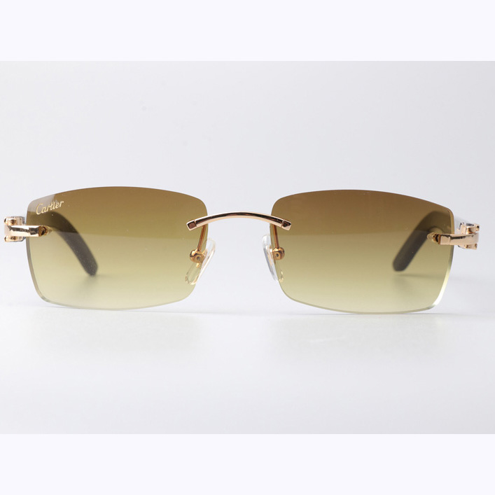 Cartier CT_3524012 Black Buffalo Sunglasses Gold Brown - FashionPlug