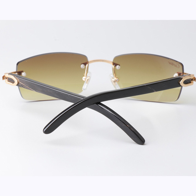 Cartier CT_3524012 Black Buffalo Sunglasses Gold Brown - FashionPlug