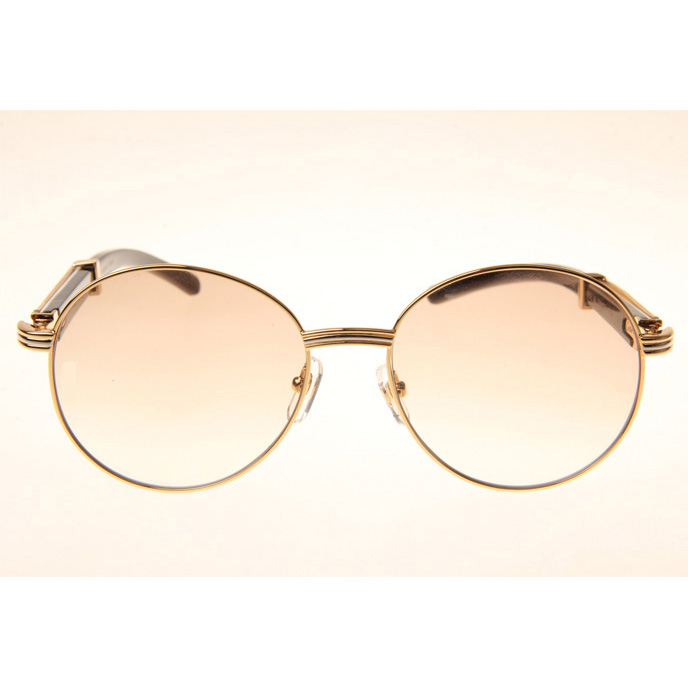 Cartier CT1990-0692 White Mix Black Buffalo Sunglasses In Gold Brown - FashionPlug