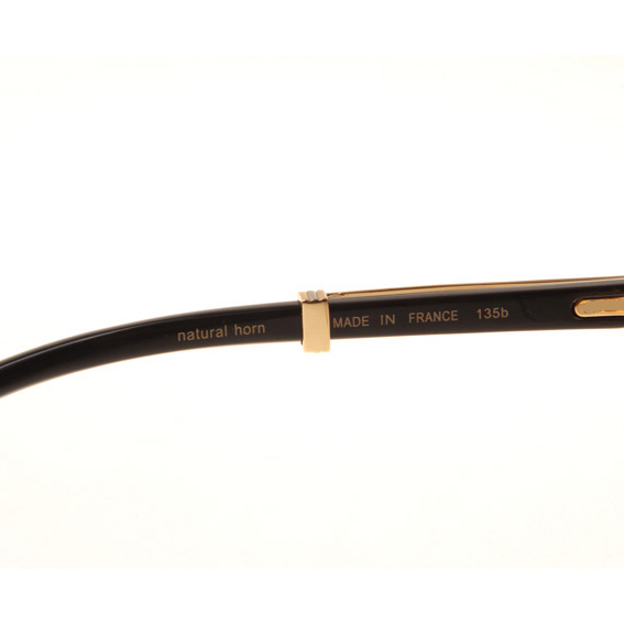 Cartier CT1990-0692 White Mix Black Buffalo Sunglasses In Gold Brown - FashionPlug