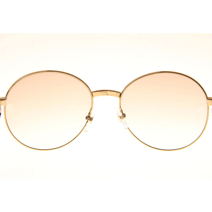Cartier CT1990-0692 White Mix Black Buffalo Sunglasses In Gold Brown - FashionPlug
