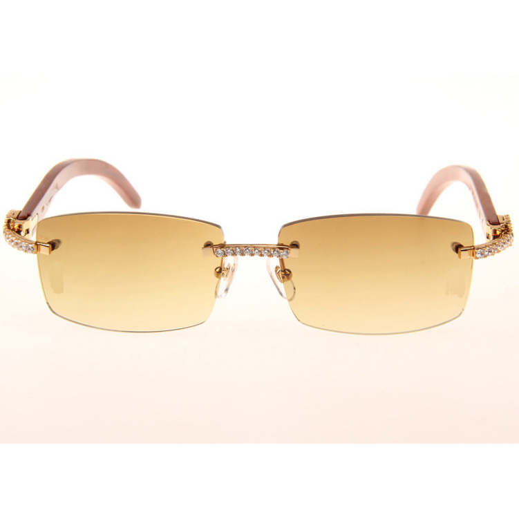 Cartier CT_3524012 Big Diamond Wood Sunglasses In Gold Brown - FashionPlug