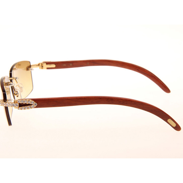 Cartier CT_3524012 Big Diamond Wood Sunglasses In Gold Brown - FashionPlug