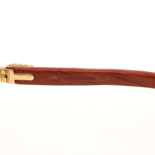 Cartier CT_3524012 Big Diamond Wood Sunglasses In Gold Brown - FashionPlug