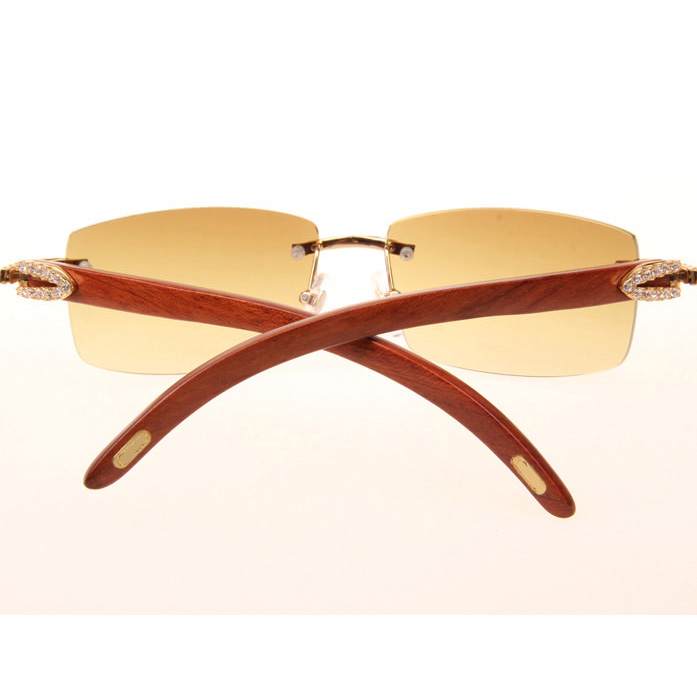 Cartier CT_3524012 Big Diamond Wood Sunglasses In Gold Brown - FashionPlug