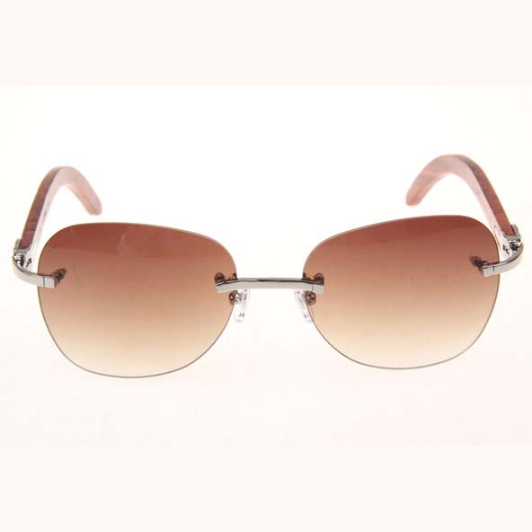 Cartier CT 3524012 Aviator Lens Wood Sunglasses In Silver Brown - FashionPlug