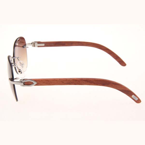 Cartier CT 3524012 Aviator Lens Wood Sunglasses In Silver Brown - FashionPlug