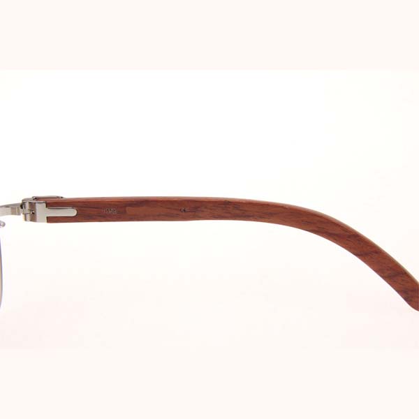 Cartier CT 3524012 Aviator Lens Wood Sunglasses In Silver Brown - FashionPlug