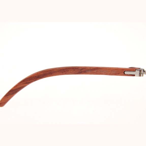 Cartier CT 3524012 Aviator Lens Wood Sunglasses In Silver Brown - FashionPlug