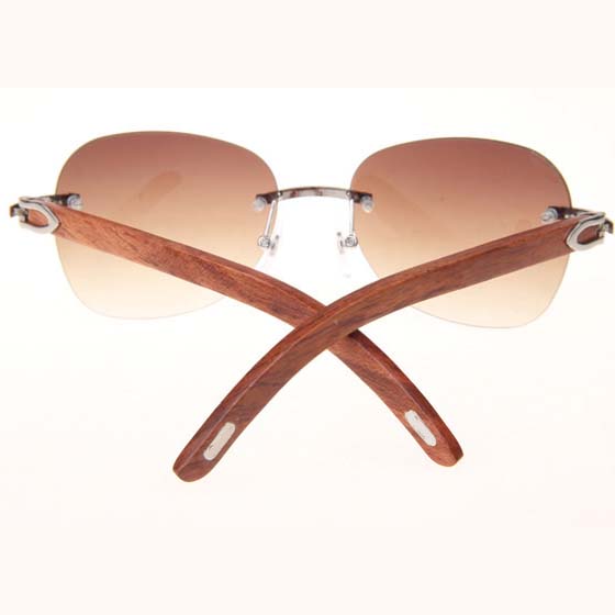 Cartier CT 3524012 Aviator Lens Wood Sunglasses In Silver Brown - FashionPlug