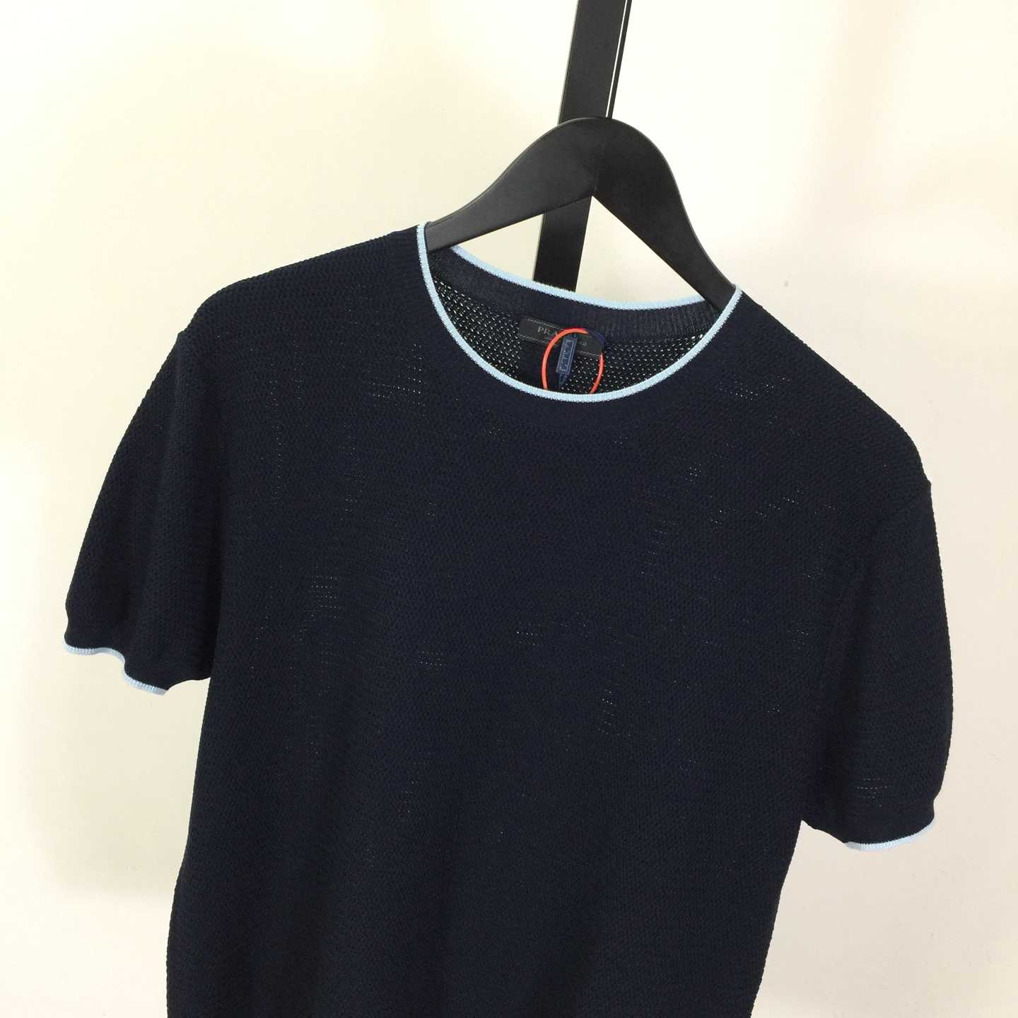 Prada Blue T-Shirt In Silk And Cotton - FashionPlug