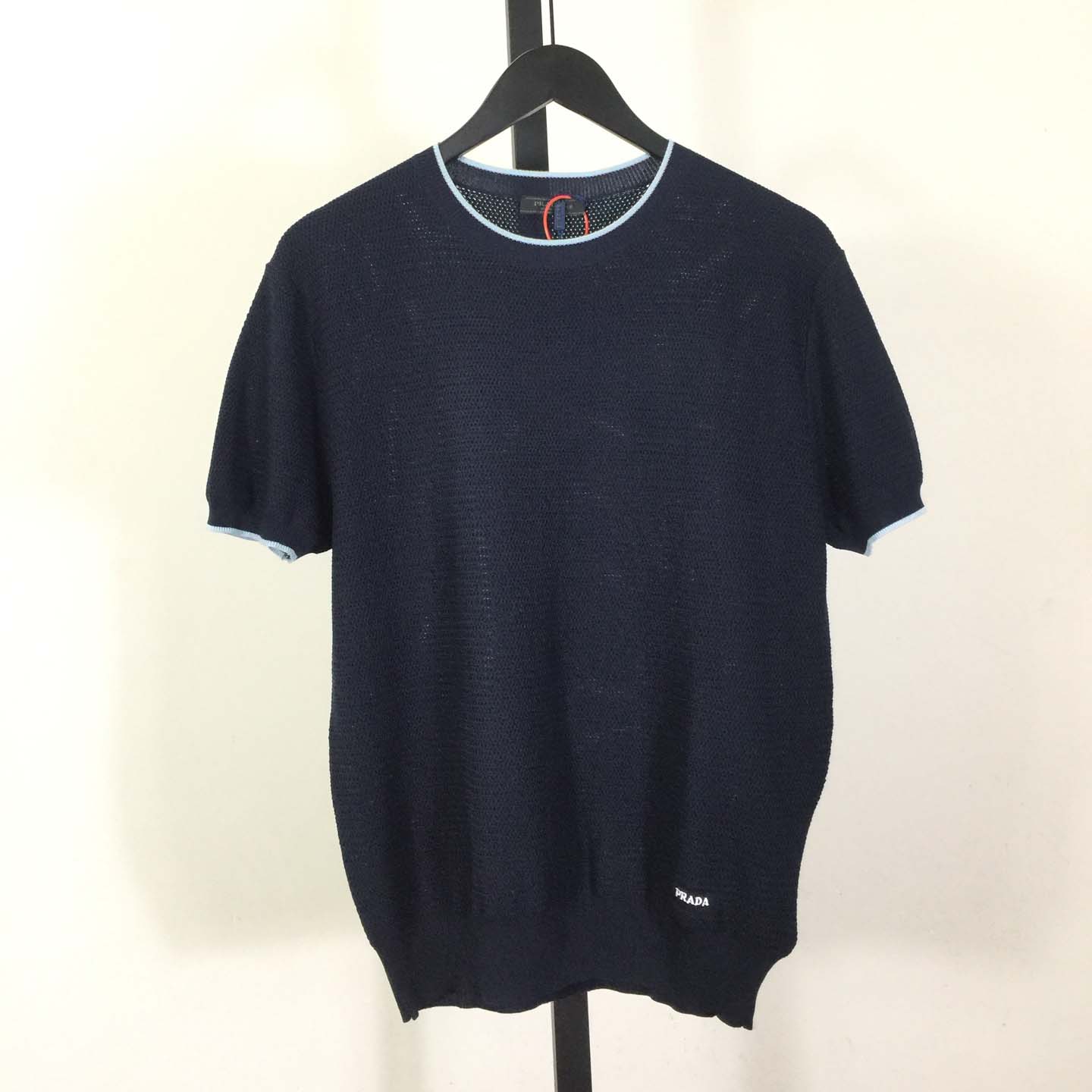 Prada Blue T-Shirt In Silk And Cotton - FashionPlug