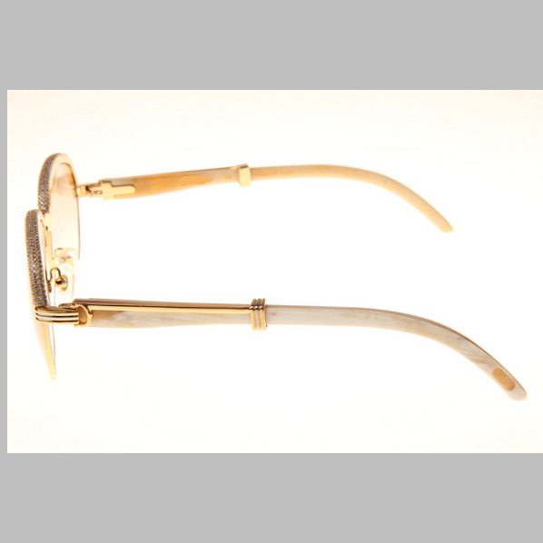 Cartier CT_1116679 Diamond White Buffalo Sunglasses In Gold Brown - FashionPlug