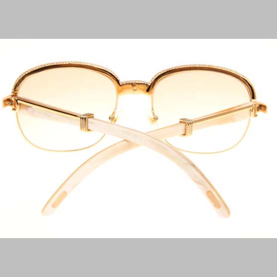 Cartier CT_1116679 Diamond White Buffalo Sunglasses In Gold Brown - FashionPlug