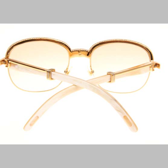 Cartier CT_1116679 Diamond White Buffalo Sunglasses In Gold Brown - FashionPlug