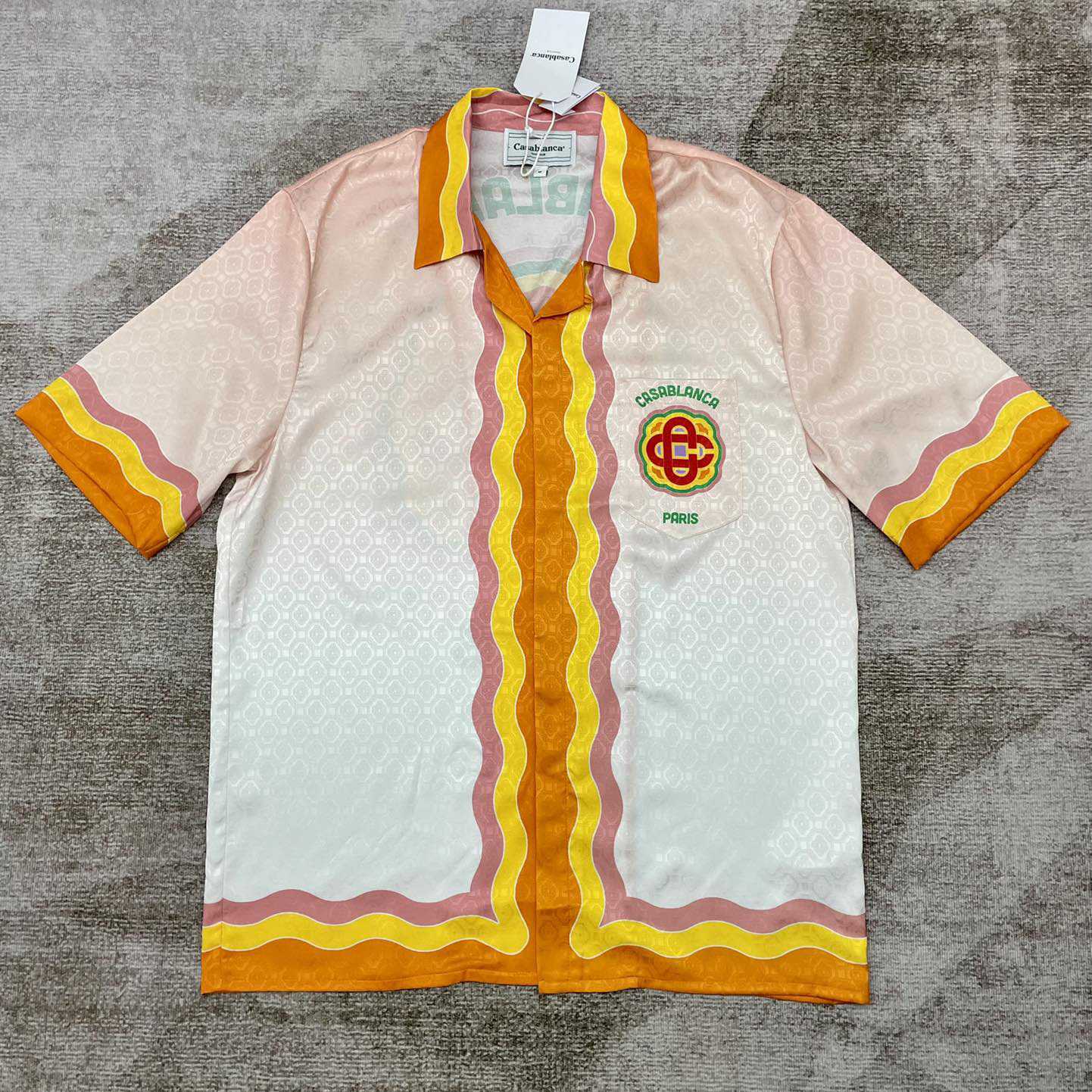 Casablanca Men's Rainbow Monogram Silk Camp Shirt   3452 - FashionPlug