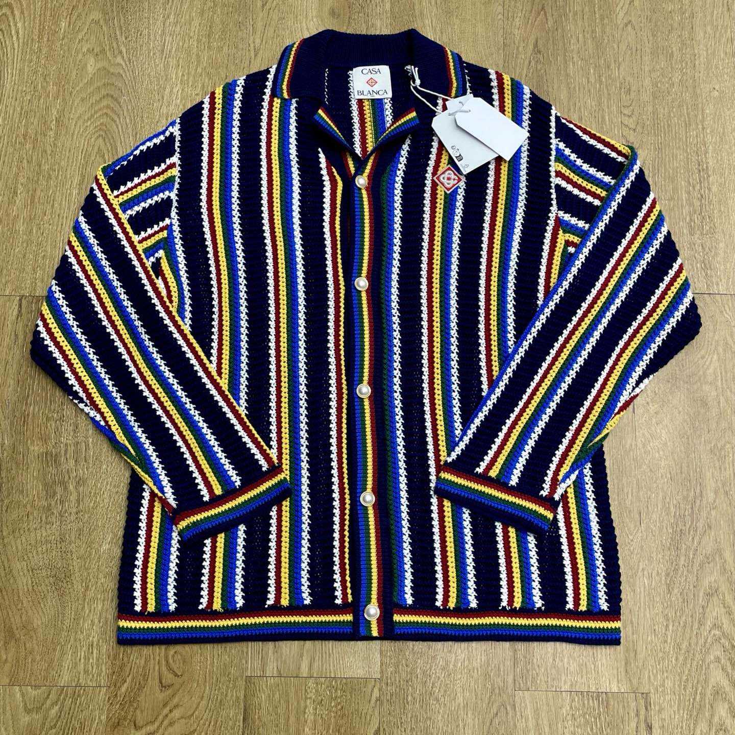 Casablanca Crochet Long-sleeve Stripe Shirt - FashionPlug