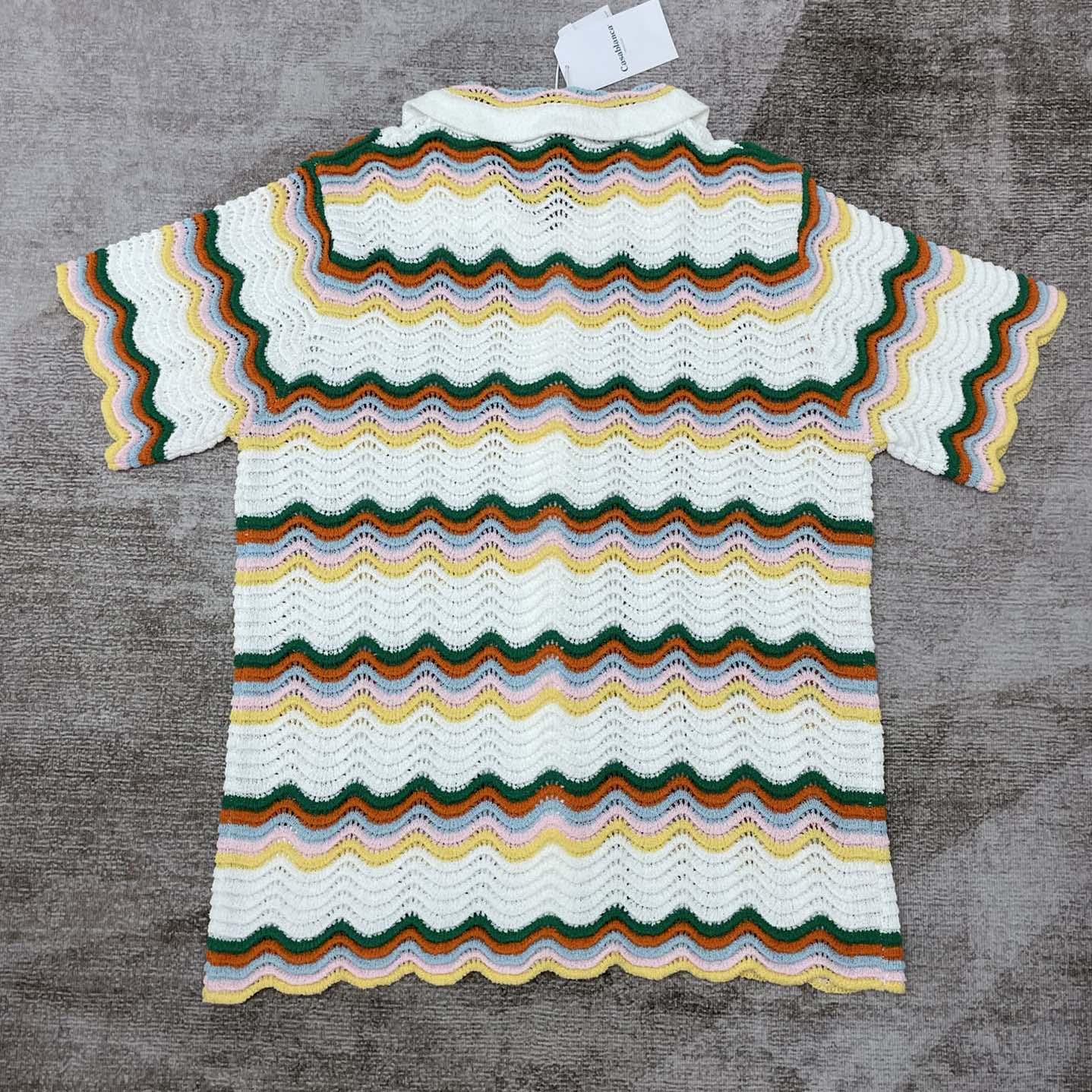 Casablanca Wavy Short-sleeve Boucle Shirt   D0058 - FashionPlug