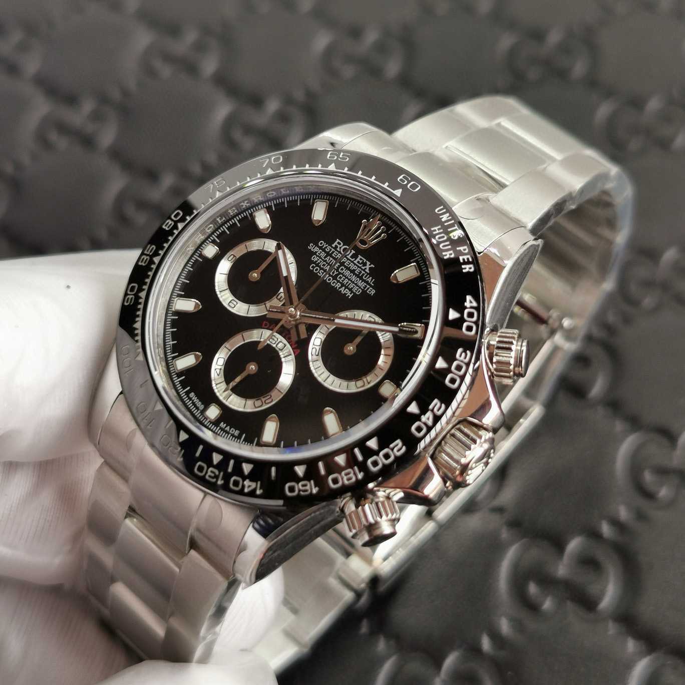 Rolex Cosmograph Daytona Stainless Steel Black Dial Watch 116500 - FashionPlug