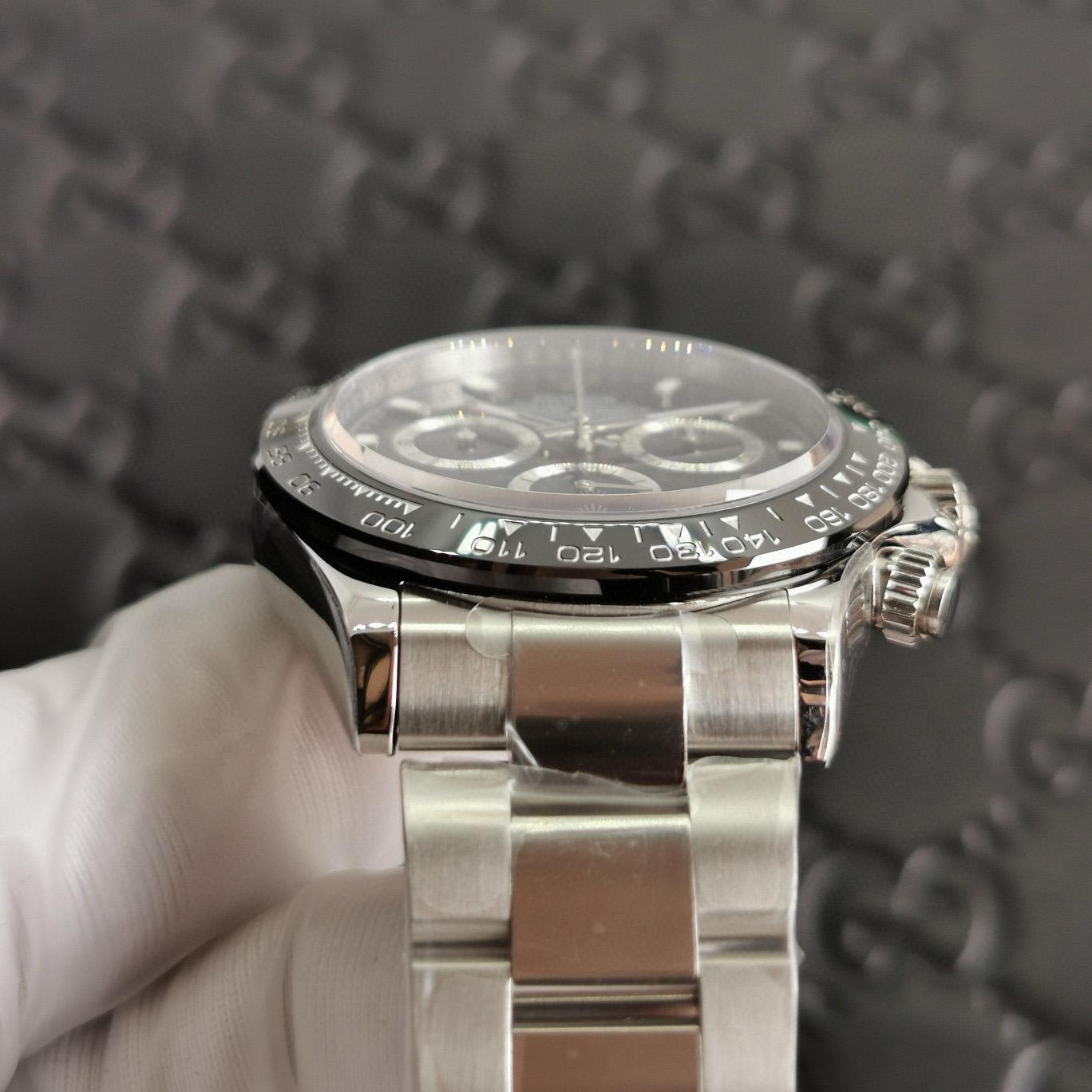 Rolex Cosmograph Daytona Stainless Steel Black Dial Watch 116500 - FashionPlug