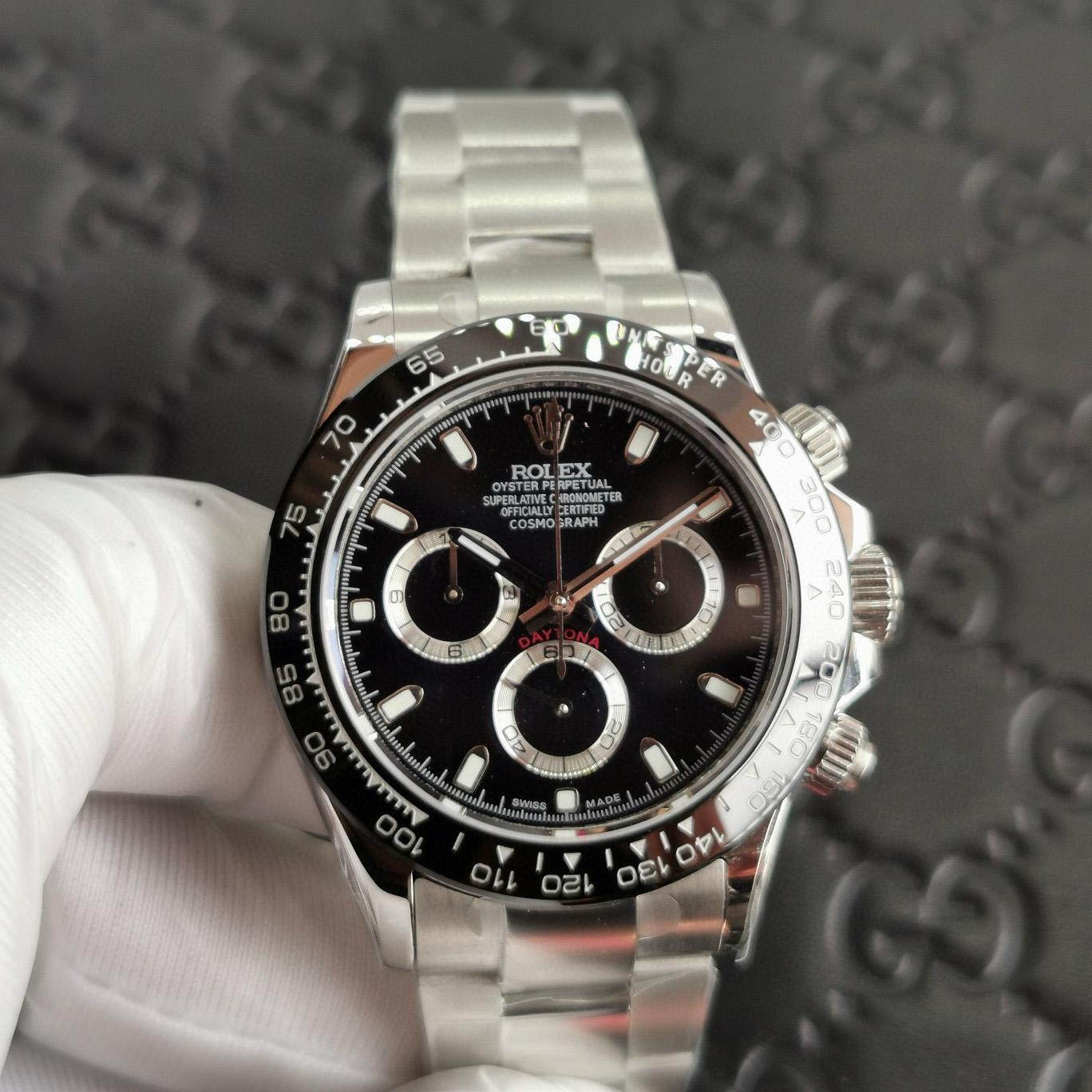 Rolex Cosmograph Daytona Stainless Steel Black Dial Watch 116500 - FashionPlug