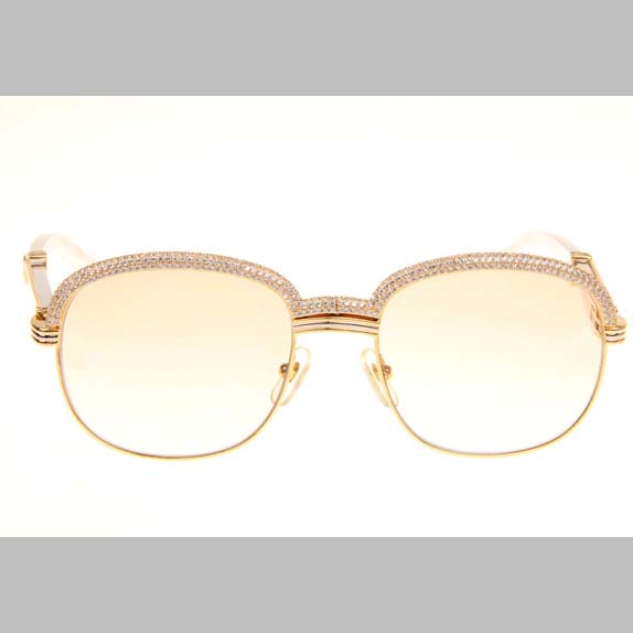 Cartier CT_1116679 Diamond Silver Diamond Stainless Steel Sunglasses In Gold Brown - FashionPlug