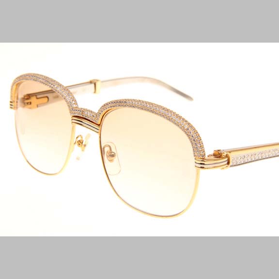 Cartier CT_1116679 Diamond Silver Diamond Stainless Steel Sunglasses In Gold Brown - FashionPlug