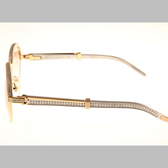 Cartier CT_1116679 Diamond Silver Diamond Stainless Steel Sunglasses In Gold Brown - FashionPlug