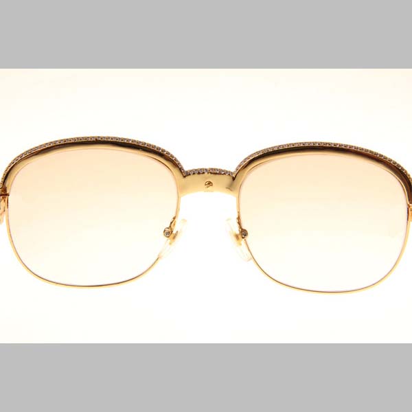 Cartier CT_1116679 Diamond Silver Diamond Stainless Steel Sunglasses In Gold Brown - FashionPlug