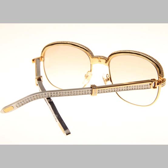 Cartier CT_1116679 Diamond Silver Diamond Stainless Steel Sunglasses In Gold Brown - FashionPlug