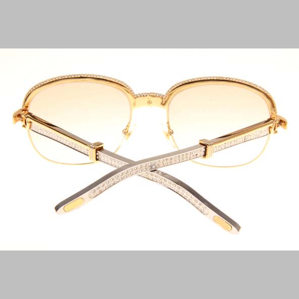 Cartier CT_1116679 Diamond Silver Diamond Stainless Steel Sunglasses In Gold Brown - FashionPlug