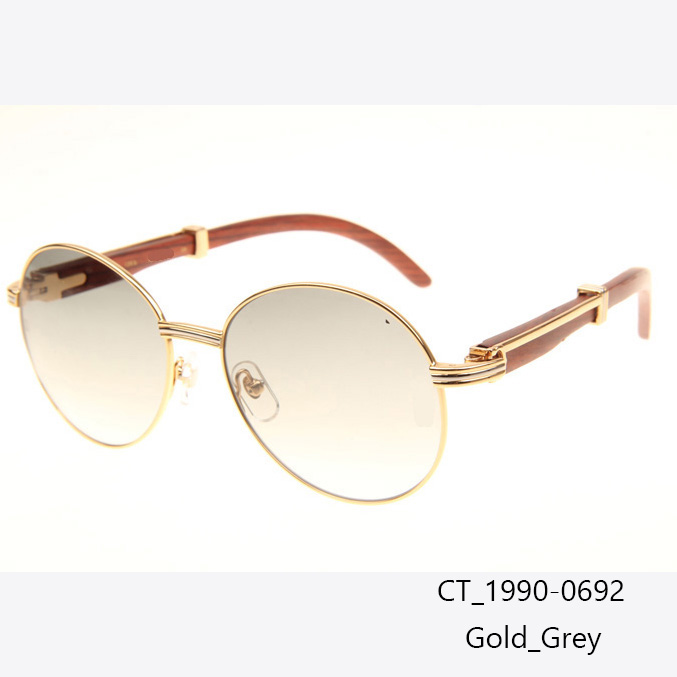 Cartier CT1990-0692 Wood Sunglasses In Gold Grey - FashionPlug