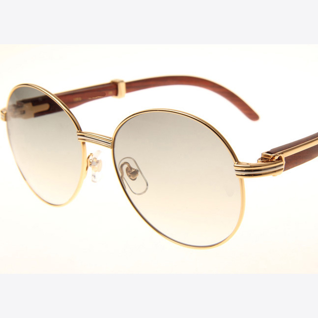 Cartier CT1990-0692 Wood Sunglasses In Gold Grey - FashionPlug