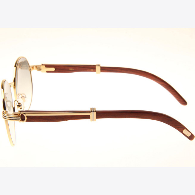 Cartier CT1990-0692 Wood Sunglasses In Gold Grey - FashionPlug