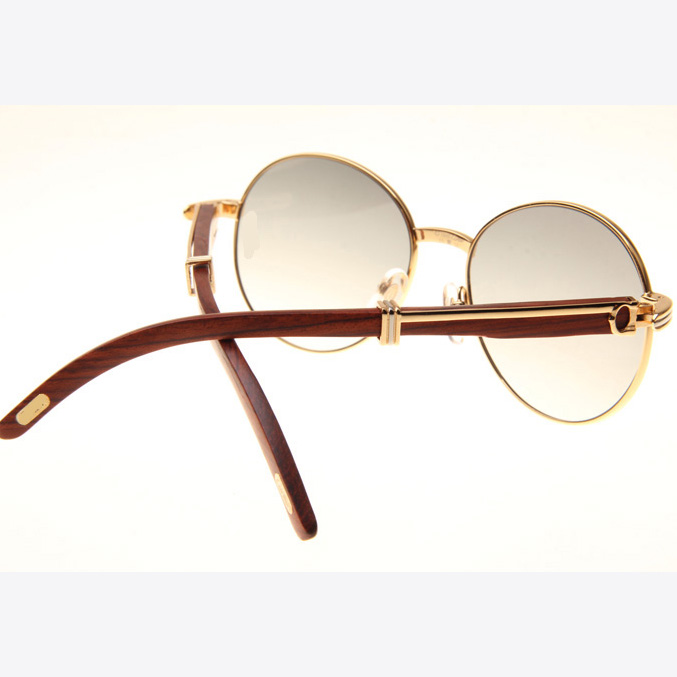 Cartier CT1990-0692 Wood Sunglasses In Gold Grey - FashionPlug
