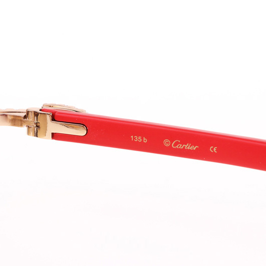 Cartier CT 3524012 Big Diamond Red Wood Sunglasses In Gold Brown - FashionPlug