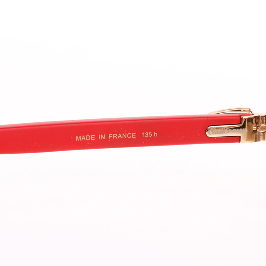 Cartier CT 3524012 Big Diamond Red Wood Sunglasses In Gold Brown - FashionPlug