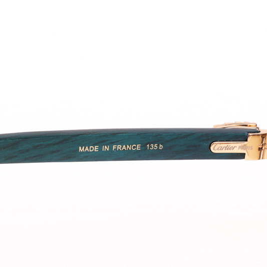 Cartier CT 3524012 Big Diamond Green Wood Sunglasses In Gold Brown - FashionPlug