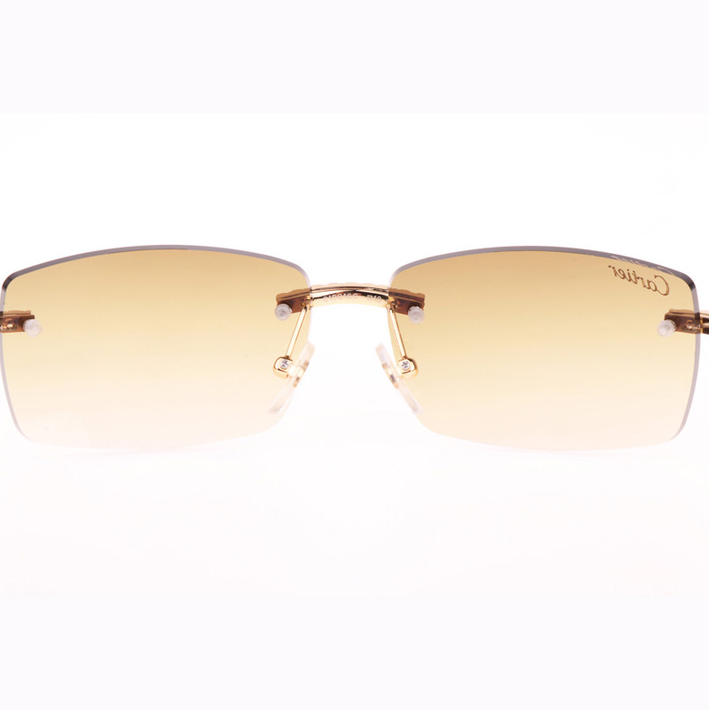 Cartier CT 3524012 Big Diamond Green Wood Sunglasses In Gold Brown - FashionPlug