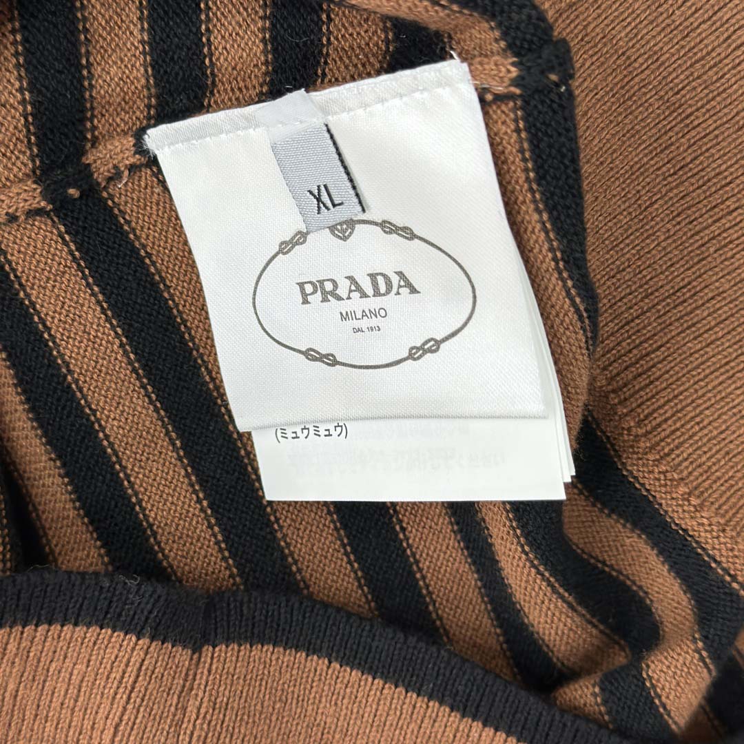 Prada Striped Cotton Polo Shirt - FashionPlug