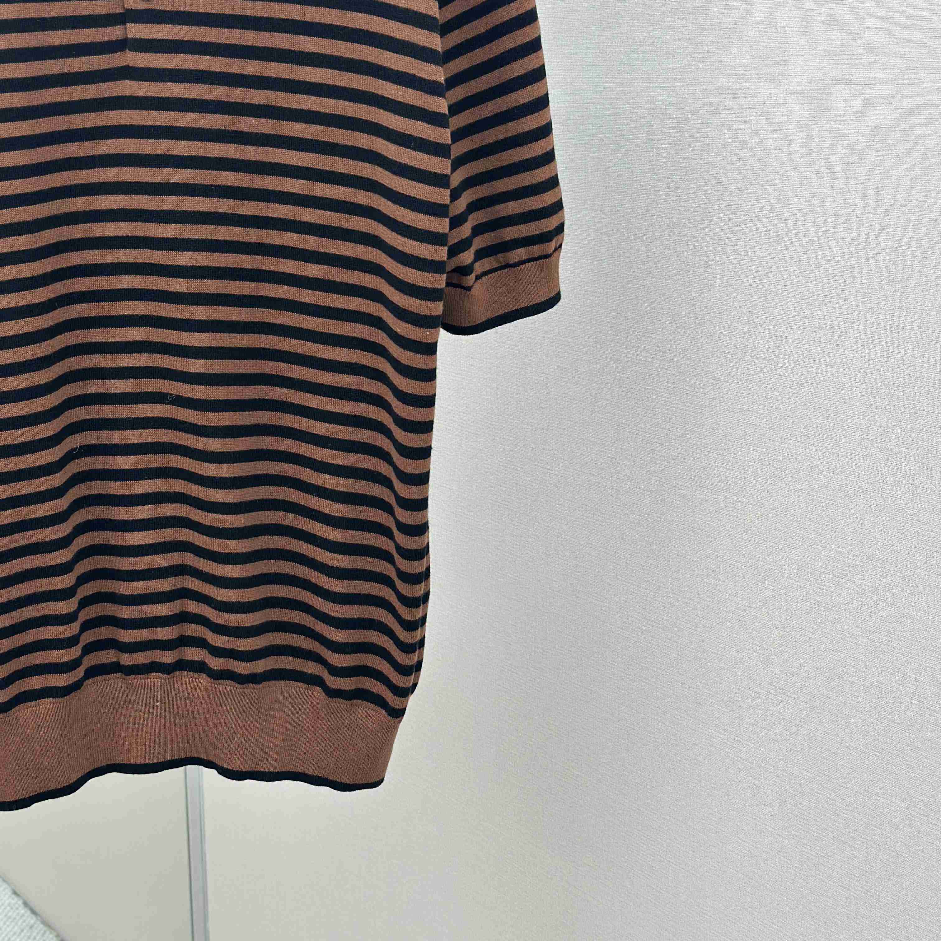 Prada Striped Cotton Polo Shirt - FashionPlug